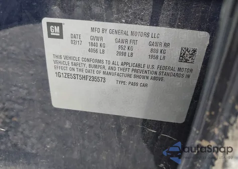 2017 Chevrolet Malibu 1Lt z USA, uszkodzony, nr VIN 1G1ZE5ST5HF235573